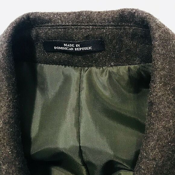 London Fog Wool Pea Coat Jacket Brown Lined M 40 42 Unisex - Picture 11 of 12